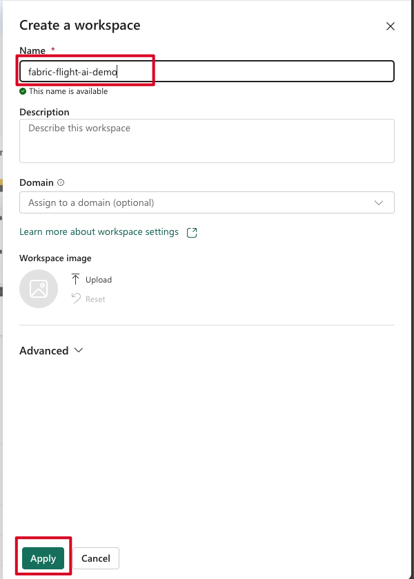 Create Workspace Dialog